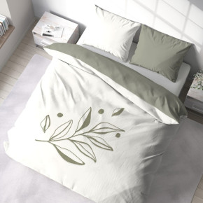 Parure de lit HERBIER – 240x220 cm – Coton BCI lavé tufté – 52 fils/cm² – Vert olive