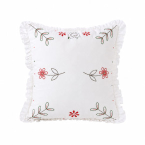 Housse de coussin carrée brodée à volant – 40 × 40 cm