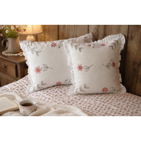 Housse de coussin carrée brodée à volant