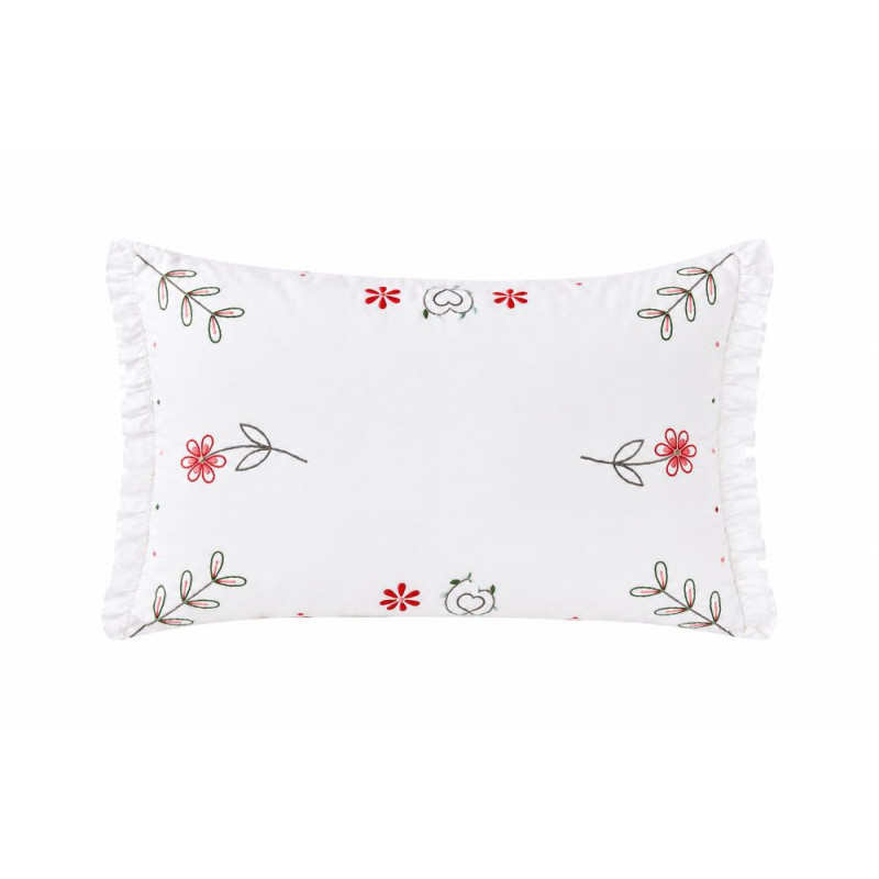 Housse de coussin carrée brodée à volant – 60 × 40 cm