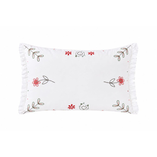Housse de coussin carrée brodée à volant – 60 × 40 cm