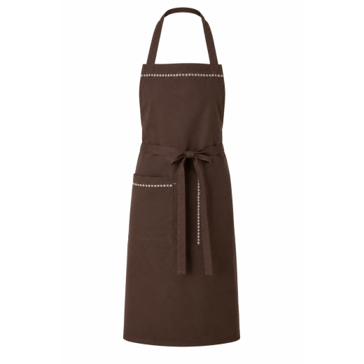 Tablier de cuisine en coton brodé – Collection Zoé – Chocolat