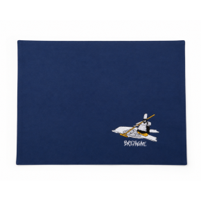 Set de table bleu brodé Mam Goudig Bretagne – Coton