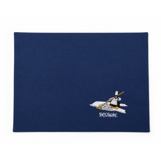 Set de table bleu brodé Mam Goudig Bretagne – Coton