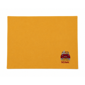 Set de table jaune moutarde brodé « Bretagne » – Deuch vintage