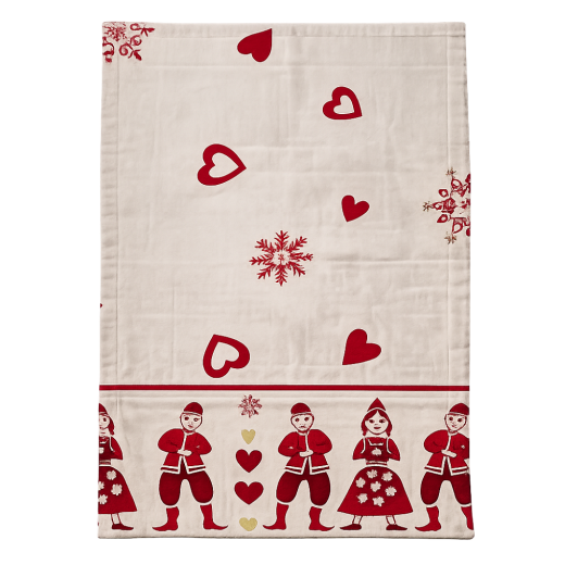 Lot de 2 torchons de cuisine en coton – Motif cœurs et personnages scandinaves – Esprit Noël
