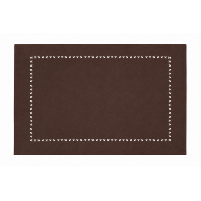 Set de table chocolat en coton brodé – Collection Zoé