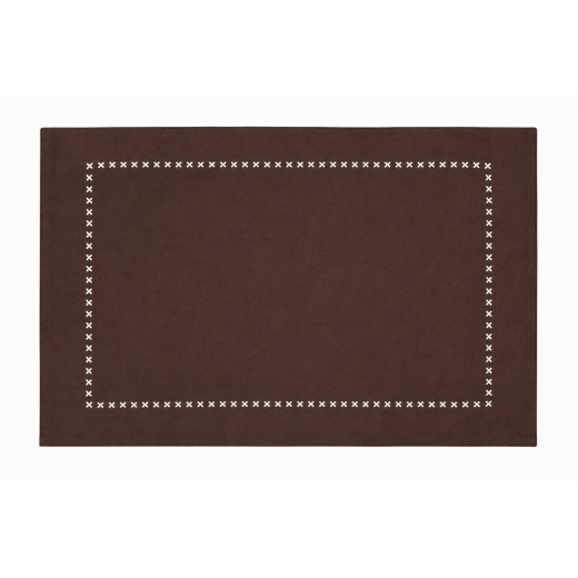 Set de table chocolat en coton brodé – Collection Zoé
