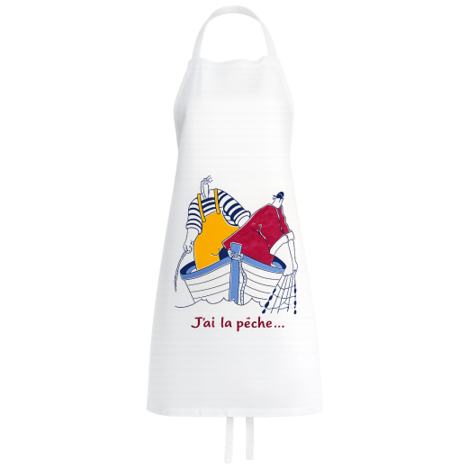Tablier de cuisine en coton « J'ai la pêche » – Esprit marin