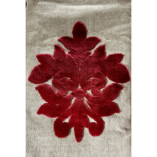 Rideau aspect lin  motif médaillon velours - esprit Baroque