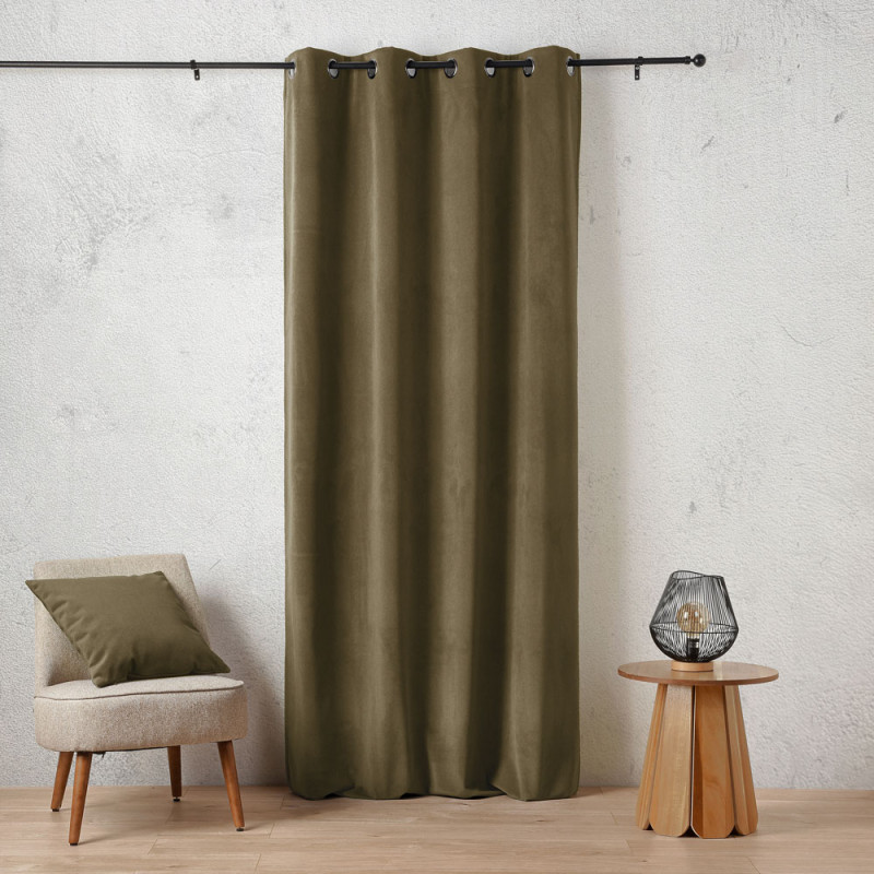 Rideau thermique aspect velours « Baltic » 135 x 260 cm – 410 g kaki