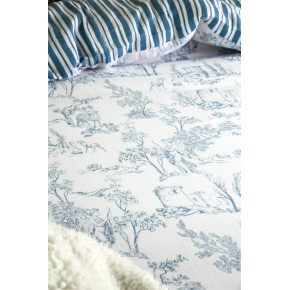 Parure housse de couette Rousset Bleu 240 x 220 cm – Double gaze de coton