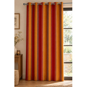 Rideau à œillets Rayures Soleil Terracotta et Ocre – Ambiance chaleureuse
