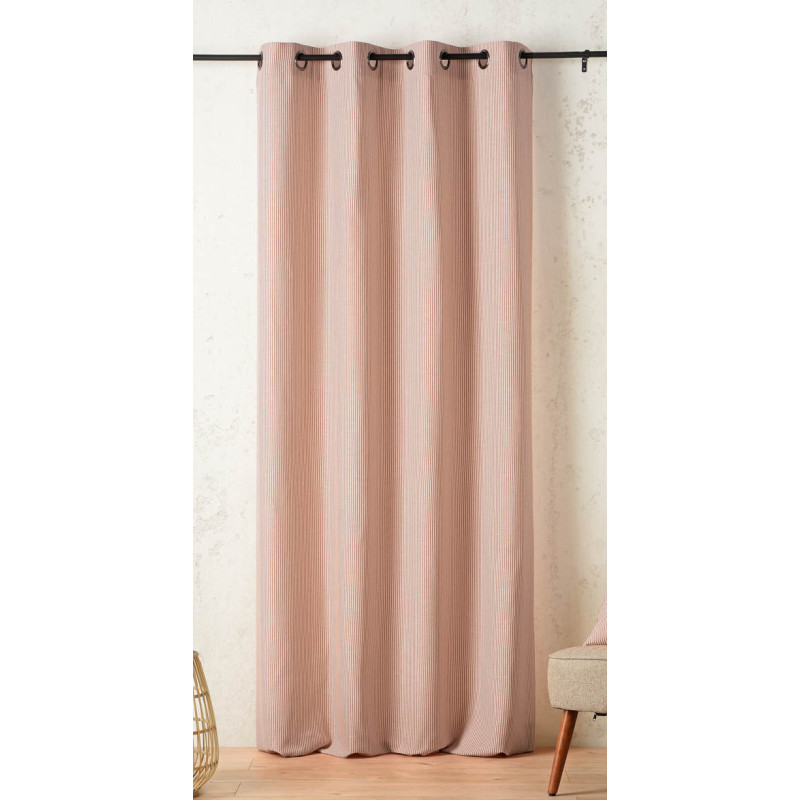 Rideau Palermo 140 x 260 cm – Coton recyclé à rayures terracotta