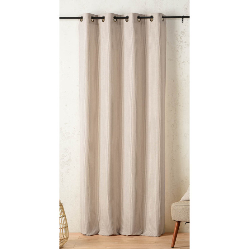 Rideau Palermo 140 x 260 cm – Coton recyclé à rayures taupe