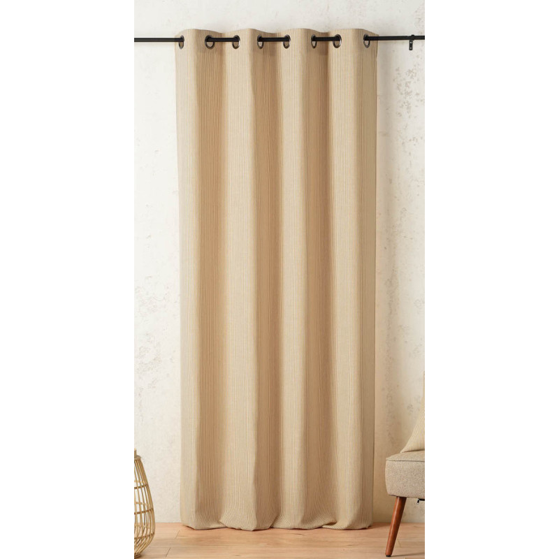 Rideau Palermo 140 x 260 cm – Coton recyclé à rayures moutarde