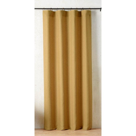Rideau à anneaux Mistolino 145 x 260 cm – Tissé en France moutarde