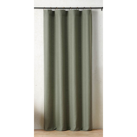 Rideau à anneaux Mistolino 145 x 260 cm – Tissé en France vert kaki