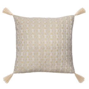 Coussin Déhoussable Jacquard Fils Métallisés avec Pompons 40 x 40 cm – Collection Perla