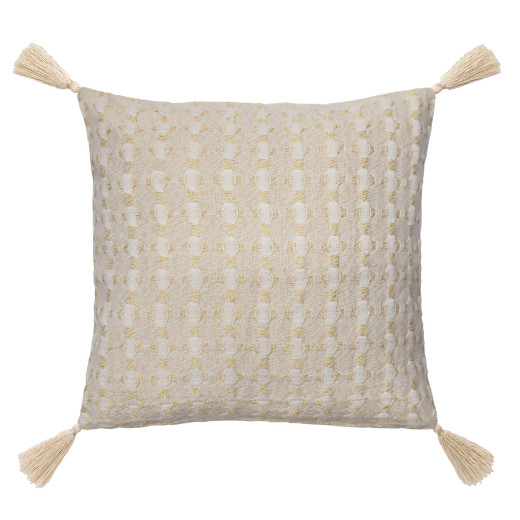Coussin Déhoussable Jacquard Fils Métallisés avec Pompons 40 x 40 cm – Collection Perla