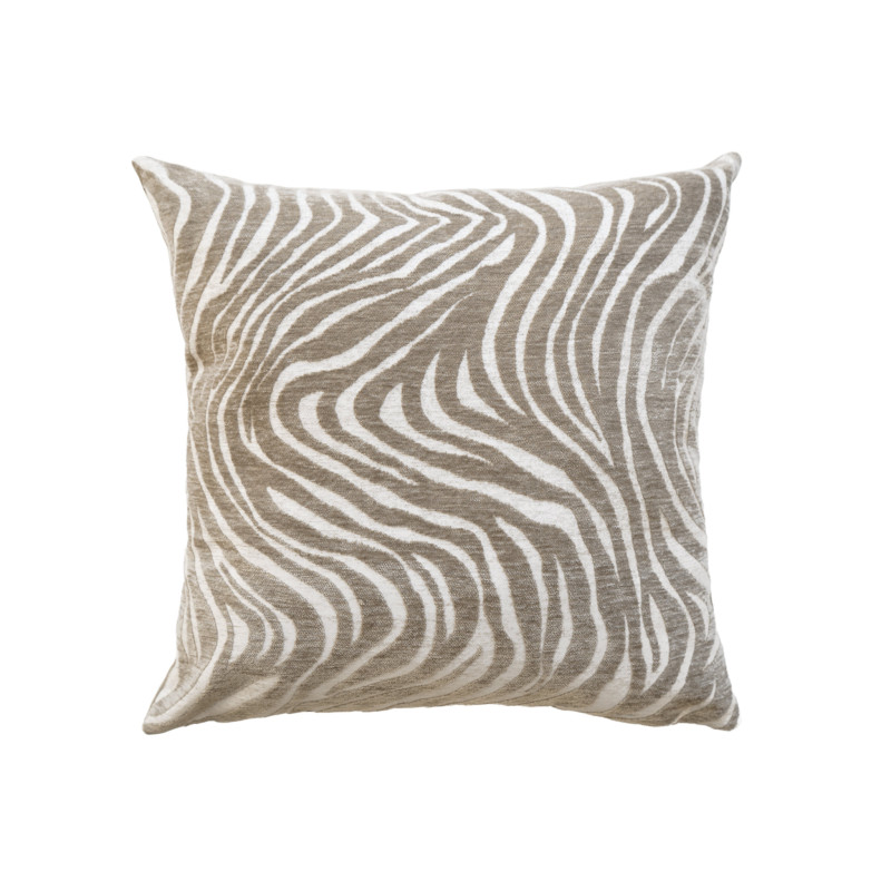 Coussin Déhoussable Velours Jacquard Motif Zèbre 40 x 40 cm – Collection Zebris Lin