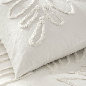 Parure de Couette 3 Pièces 240 x 220 cm en Coton Tufté Motif Feuillage – Collection Anouk Ivoire