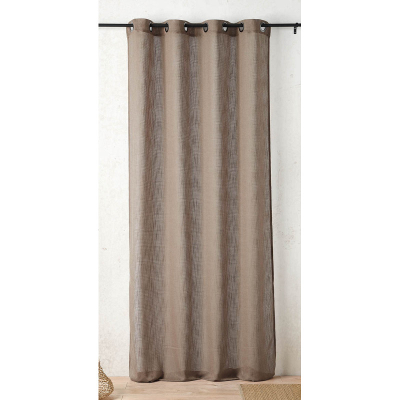 Voilage 140x260 cm 100% polyester – Voilage texturé taupe