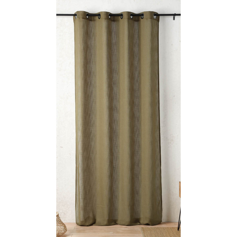 Voilage 140x260 cm 100% polyester – Voilage texturé vert kaki