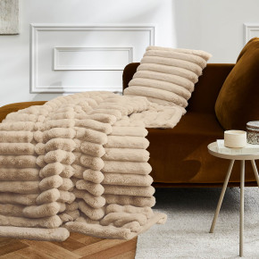 Plaid Boudoir 220x240 cm imitation fourrure – Plaid cocooning sable