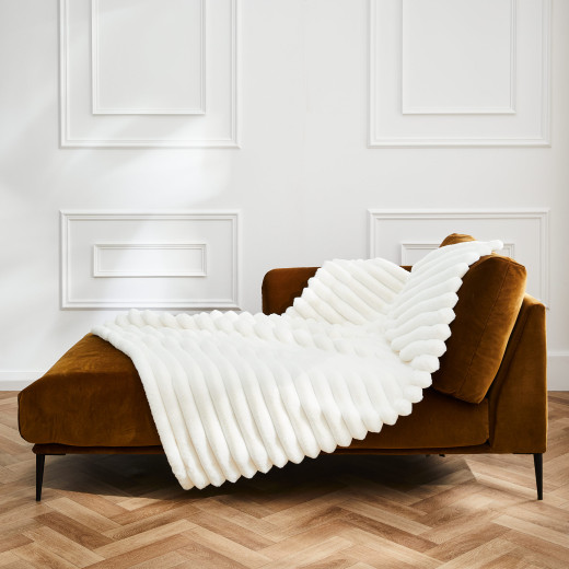 Plaid Boudoir 220x240 cm imitation fourrure – Plaid cocooning naturel