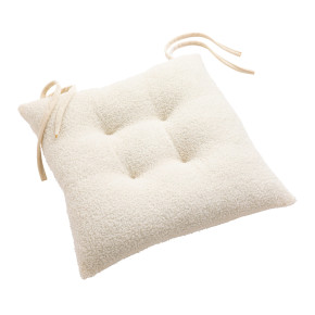 Assise matelassée 38 x 38 cm – Bouclette unie / Velours WOOLY Naturel