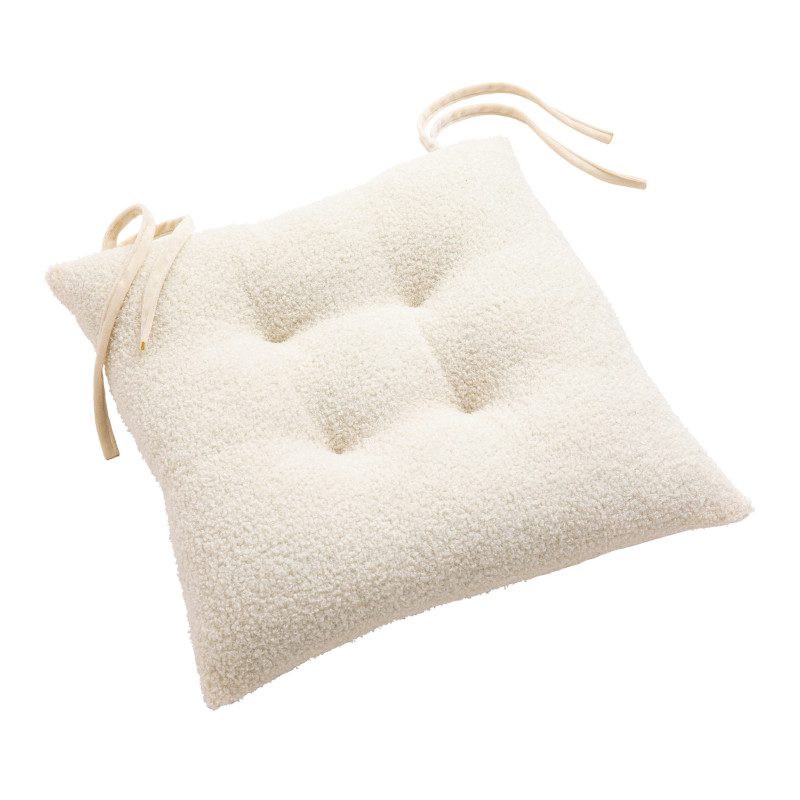 Assise matelassée 38 x 38 cm – Bouclette unie / Velours WOOLY Naturel