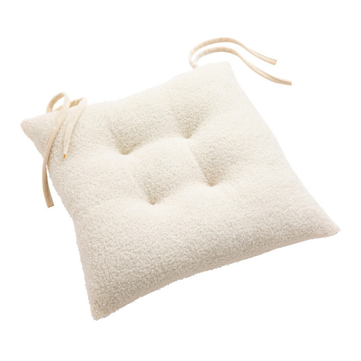 Assise matelassée 38 x 38 cm – Bouclette unie / Velours WOOLY Naturel