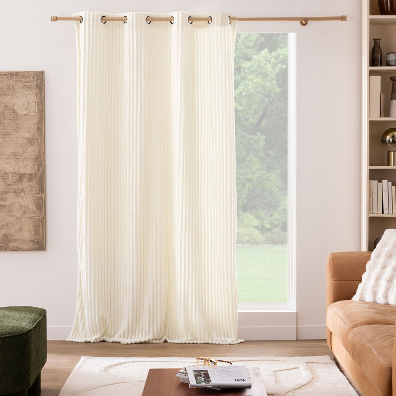 Rideau à œillets 135 x 240 cm – Flanelle relief Mini Boudoir Naturel