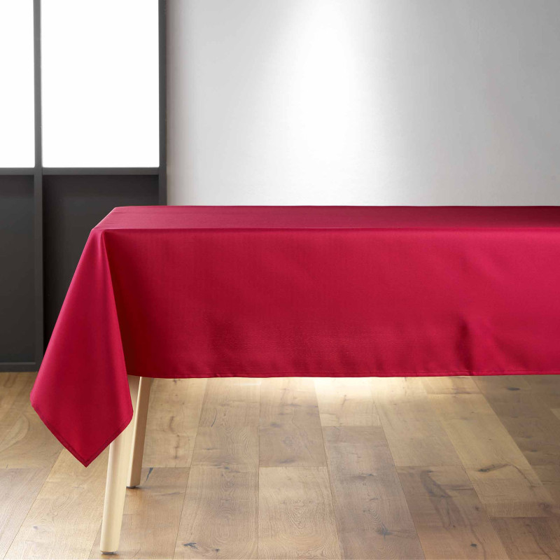 Nappe rectangulaire 140 x 250 cm – Polyester uni ESSENTIEL rouge