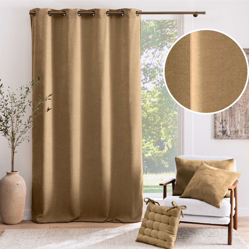 Rideau à œillets 140 x 260 cm – Velours chenille COSI Noisette