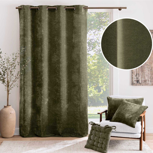 Rideau à œillets 140 x 260 cm – Velours chenille COSI Kaki