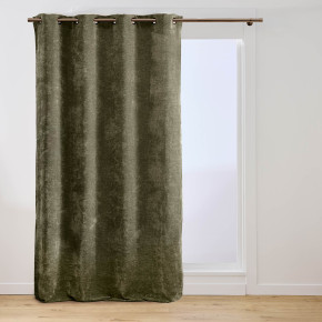 Rideau à œillets 140 x 260 cm – Velours chenille COSI Kaki