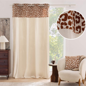 Rideau à œillets 140 x 240 cm – Polycot avec top jacquard chenille WILD Camel