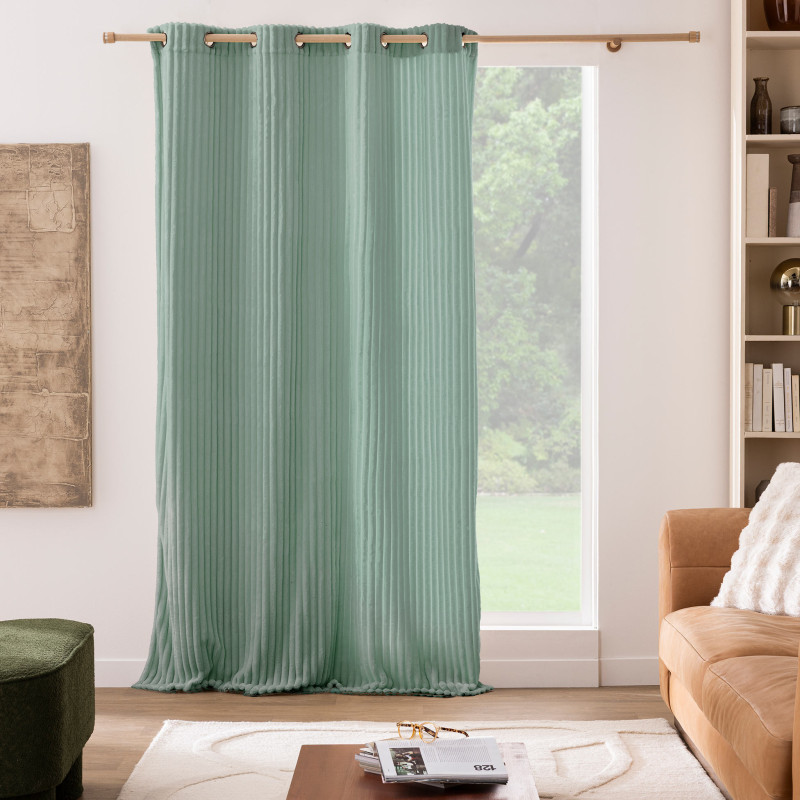 Rideau à œillets 135 x 240 cm – Flanelle relief Mini Boudoir Sauge