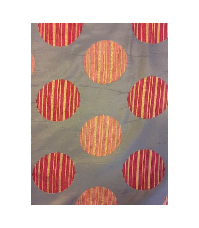 Tissu jacquard bleu motif ronds tissés