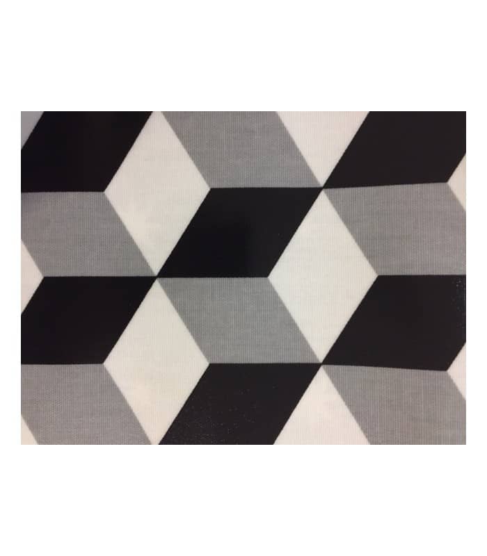 Tissu plastifié motif cube noir