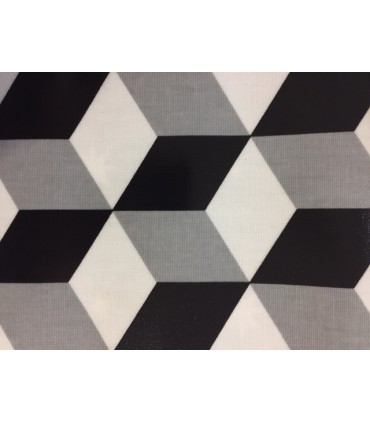 Tissu plastifié motif cube noir