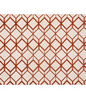 Tissu jacquard motif cube orange