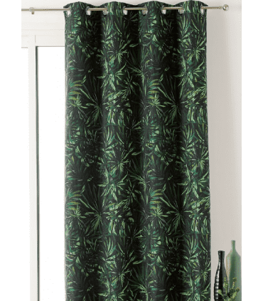 Rideau tendance motif feuille verte