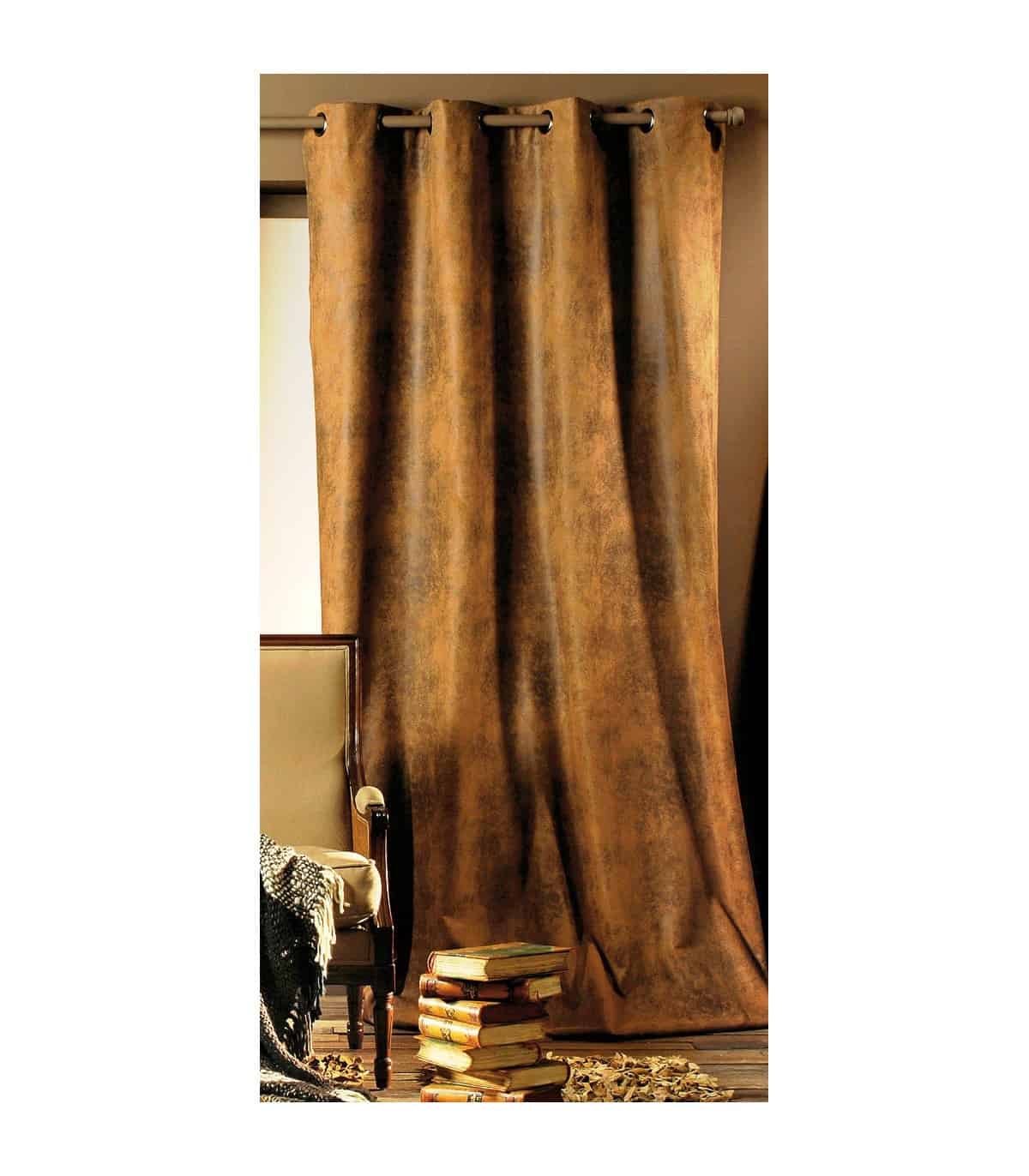 rideau aspect faux cuir use marron