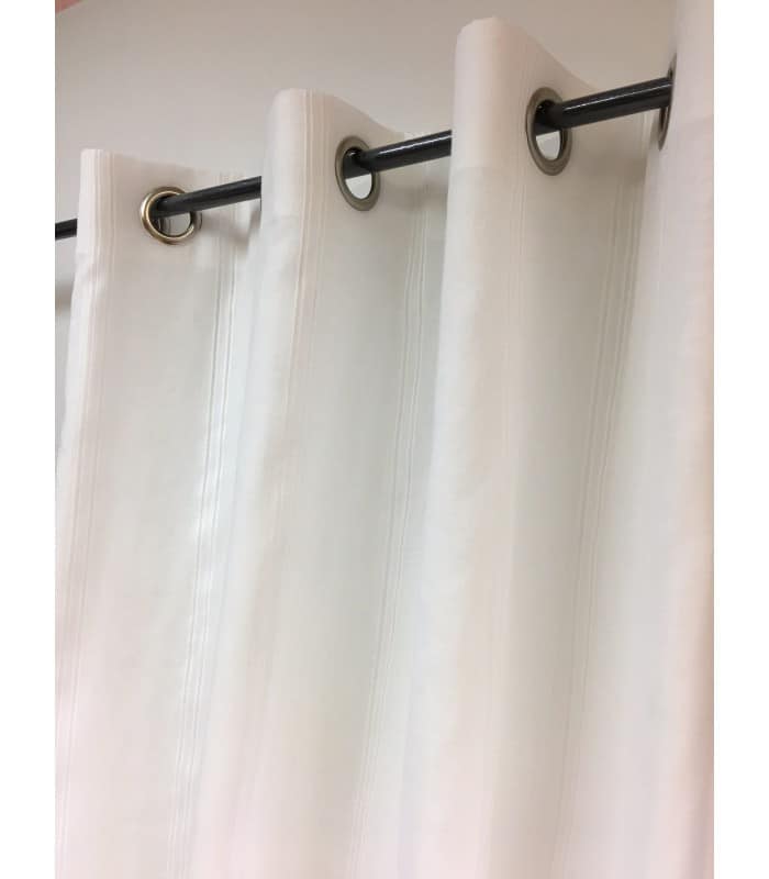 Voilage uni blanc rayé grande largeur