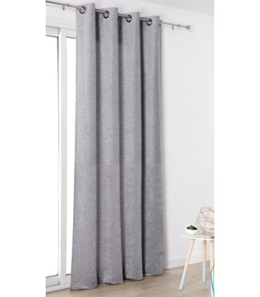Rideau uni gris aspect velours