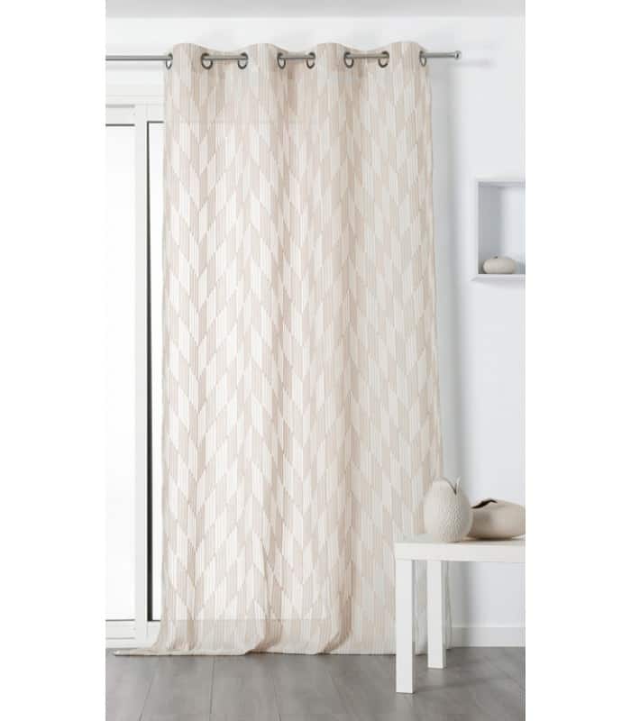 Voilage tendance motif chevrons rayés beige