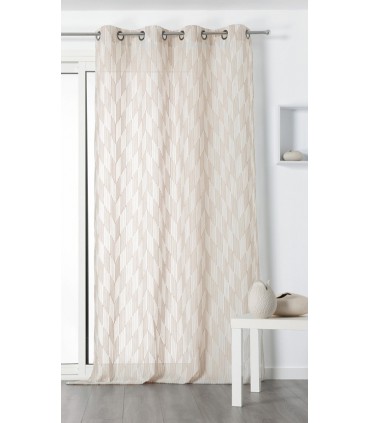Voilage tendance motif chevrons rayés beige